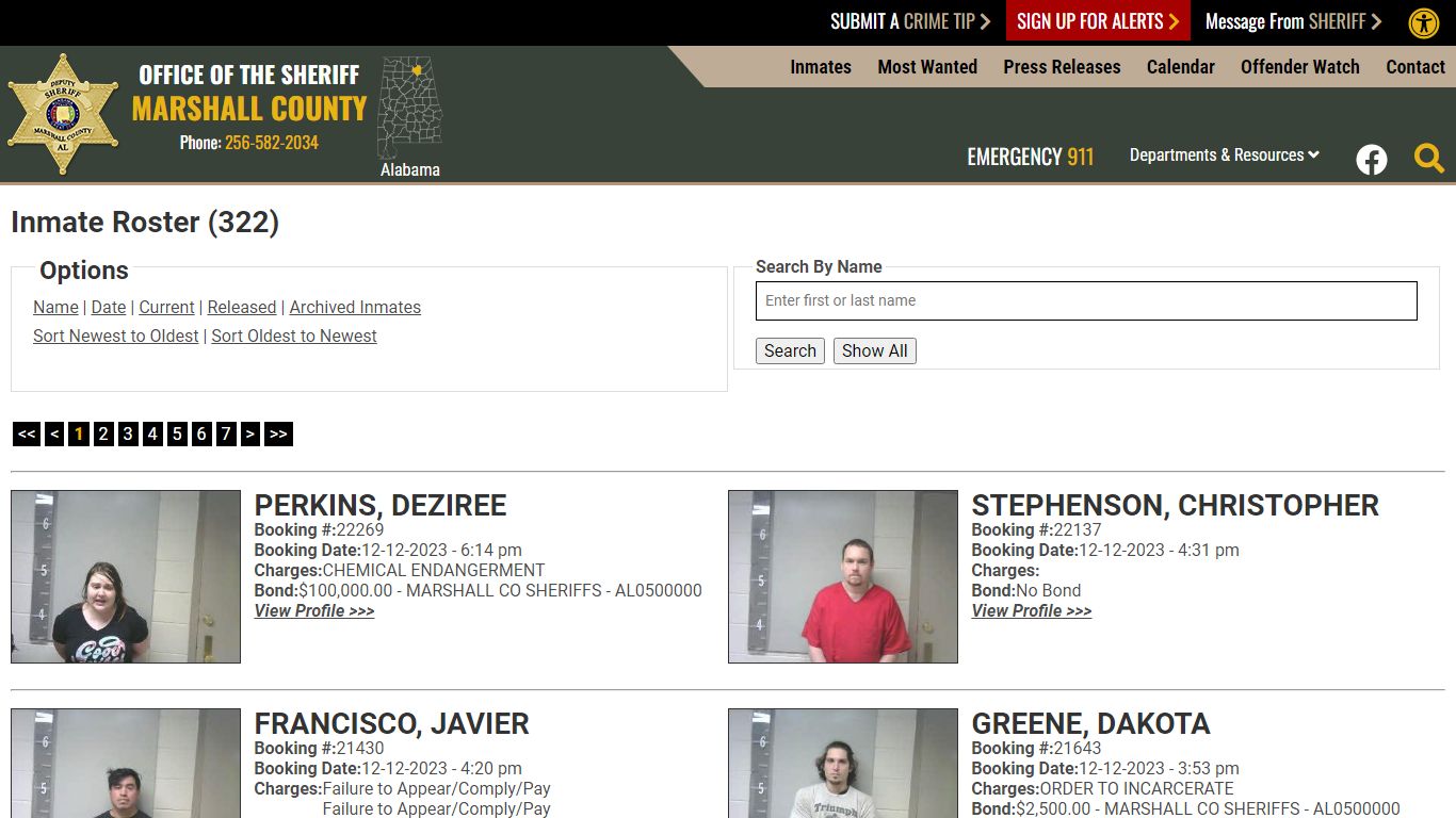 Inmate Roster - Current Inmates Booking Date Descending - Marshall ...